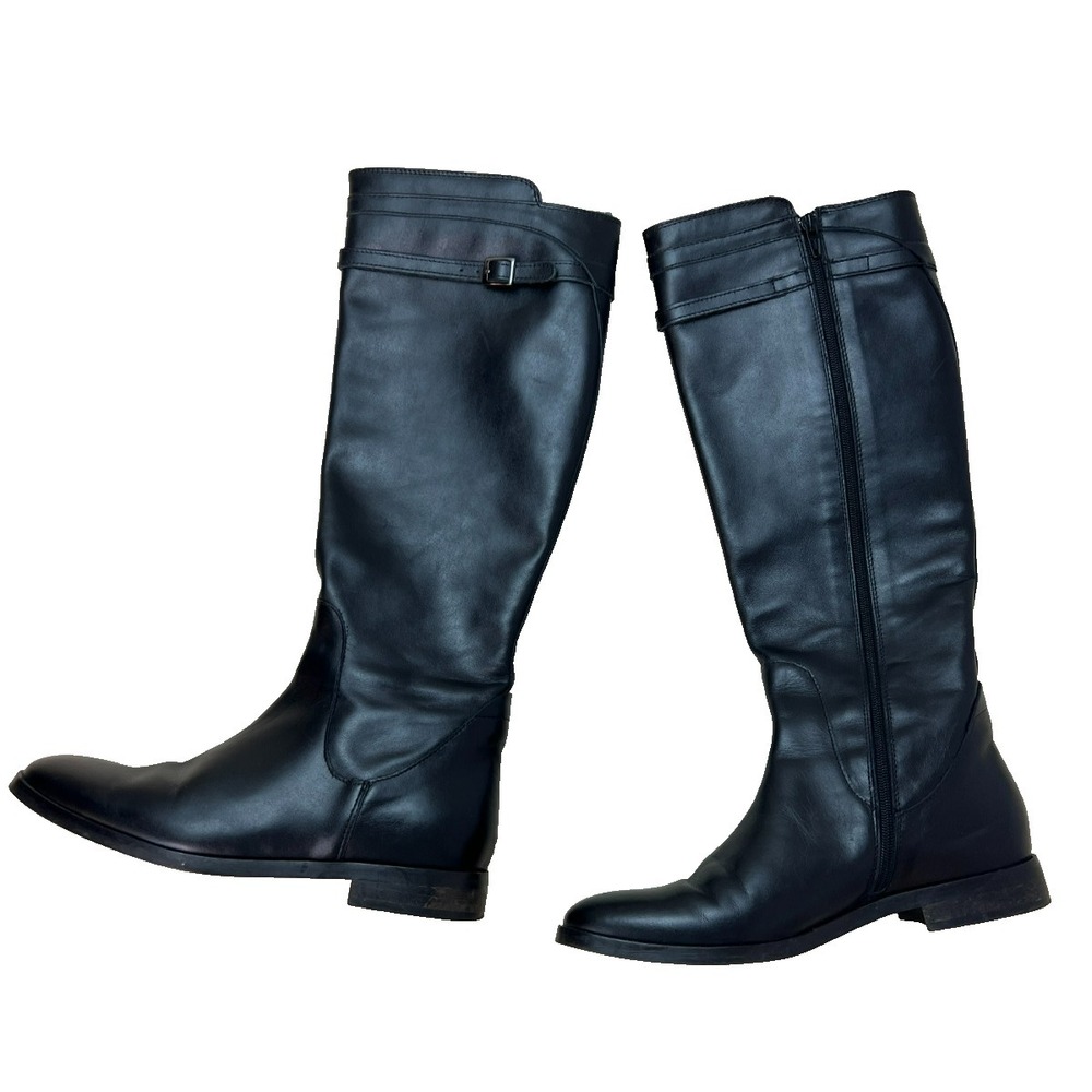 Lavorazione Artigiana for Barney's New York Tall Black Zip Boot Low Heel 38/7.5